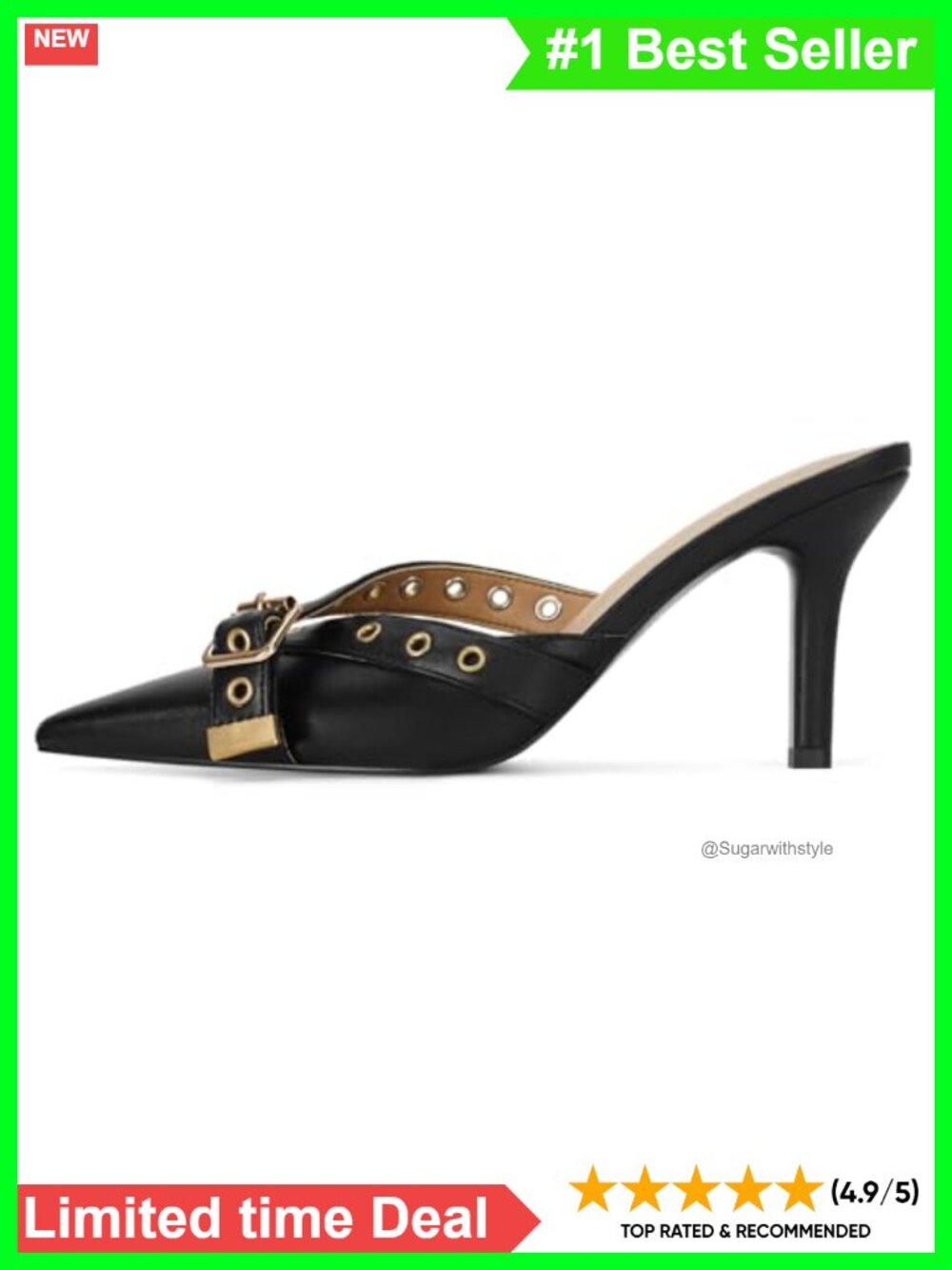 Vegan Leather Kitten Heel Mules Pointed Toe Dressy Slip On Pumps